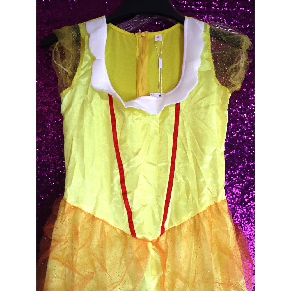 NWT Princess Peach Dress M Yellow Costume Mario Dress Crown Halloween Bright